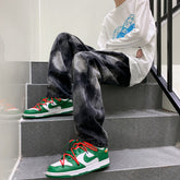 Men Jeans Tie-Dyed Jeans Summer Loose Thin Straight Wide Leg Pants